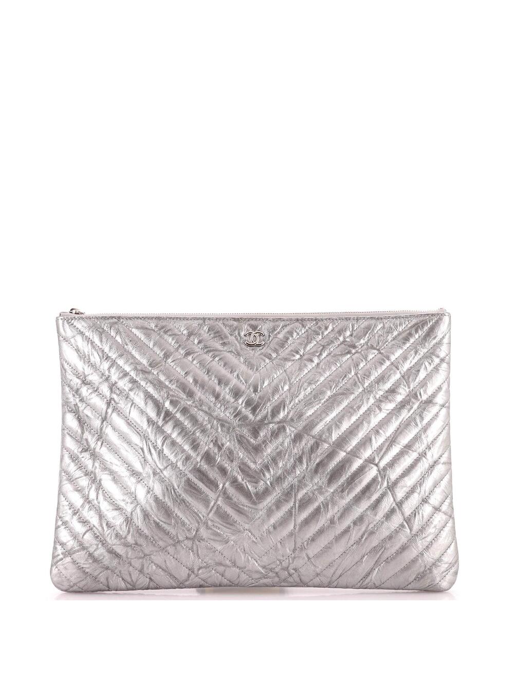 Chanel O Case Clutch Chevron Crumpled #364723C16B